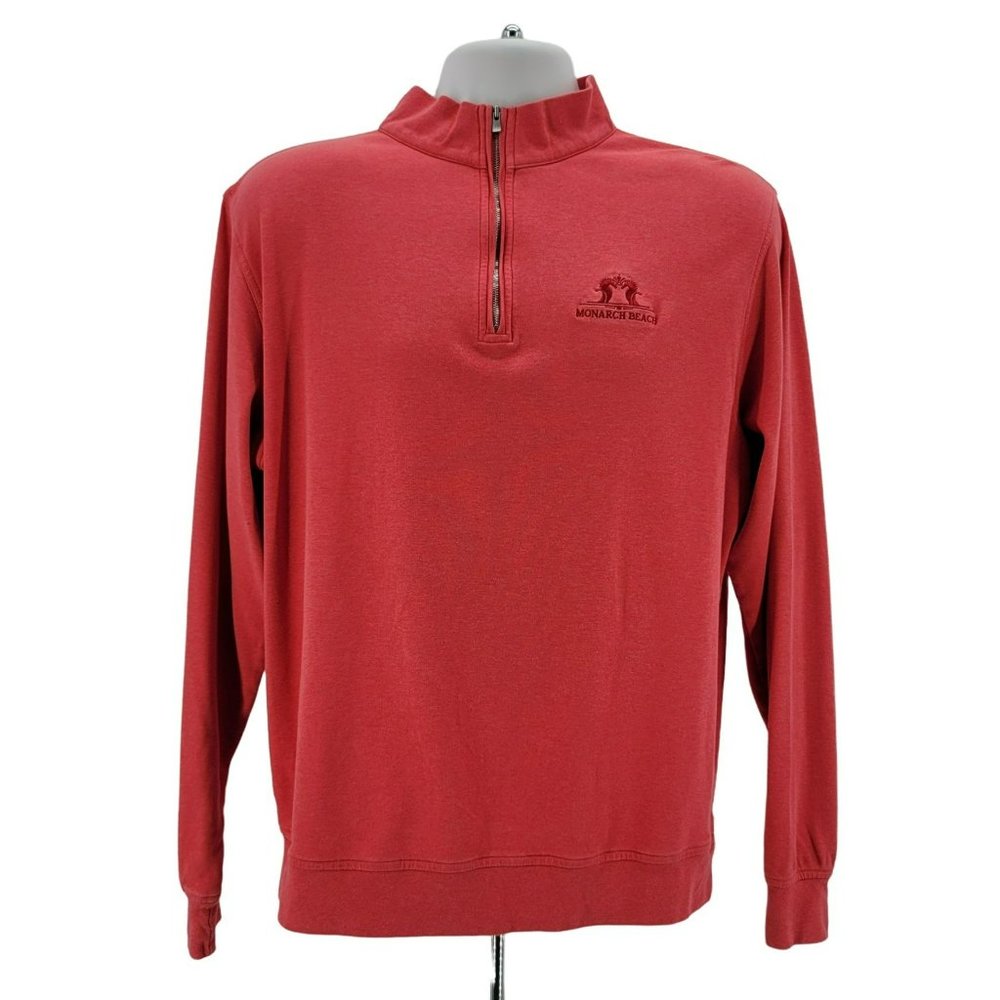 Peter Millar Monarch Beach logo quarter zip Salmon color  EUC  No flaws/fading